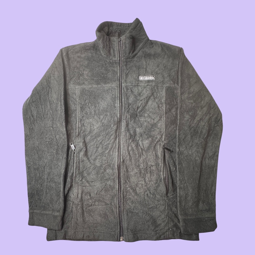 Columbia Fleece Jacket Boys L (14/16) Black Full Zip Mock Neck XB6012 Outdoor